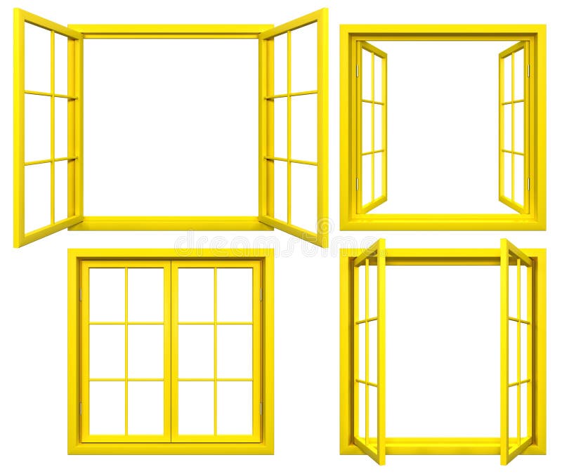 Colección de bastidores de ventana amarillos en blanco