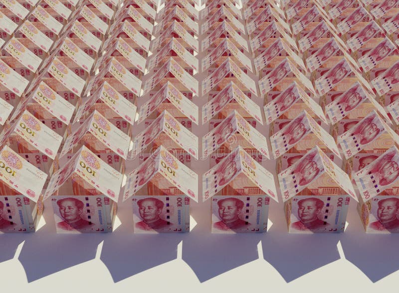 Colección de casas de billetes de yuan ilustración del vector