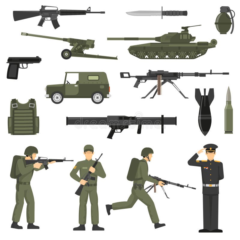 Colección de color caqui de los iconos del color del ejército militar libre illustration Colección de color caqui de los iconos del color del ejército militar libre illustration
