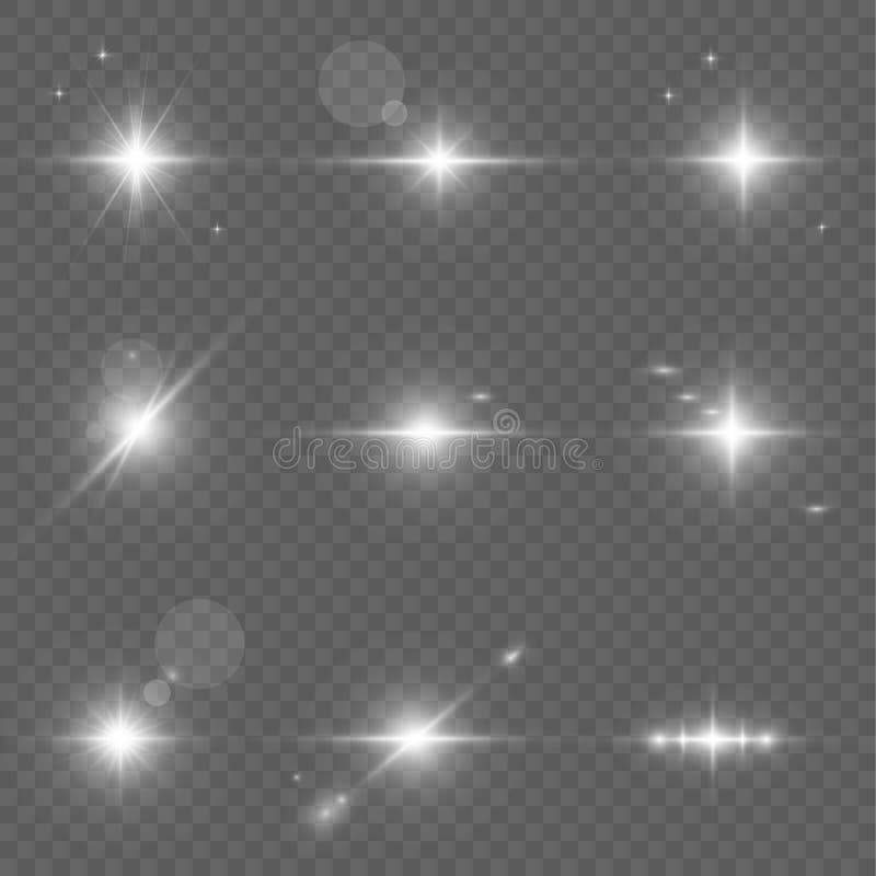 Colección de efectos luminosos Efecto especial de la llamarada de la lente de la luz del sol transparente del vector stock de ilustración Colección de efectos luminosos Efecto especial de la llamarada de la lente de la luz del sol transparente del vector stock de ilustración
