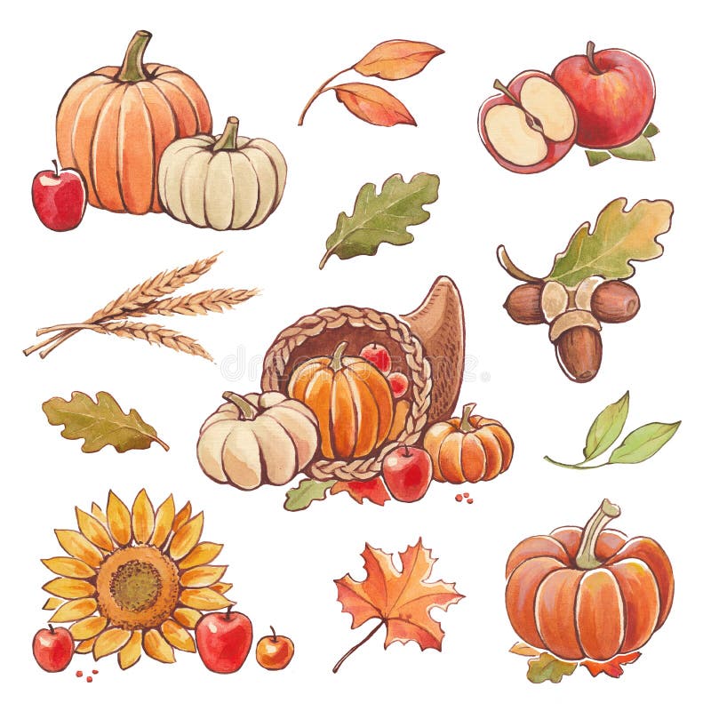 Colección de ejemplos del otoño de la acuarela libre illustration Colección de ejemplos del otoño de la acuarela libre illustration