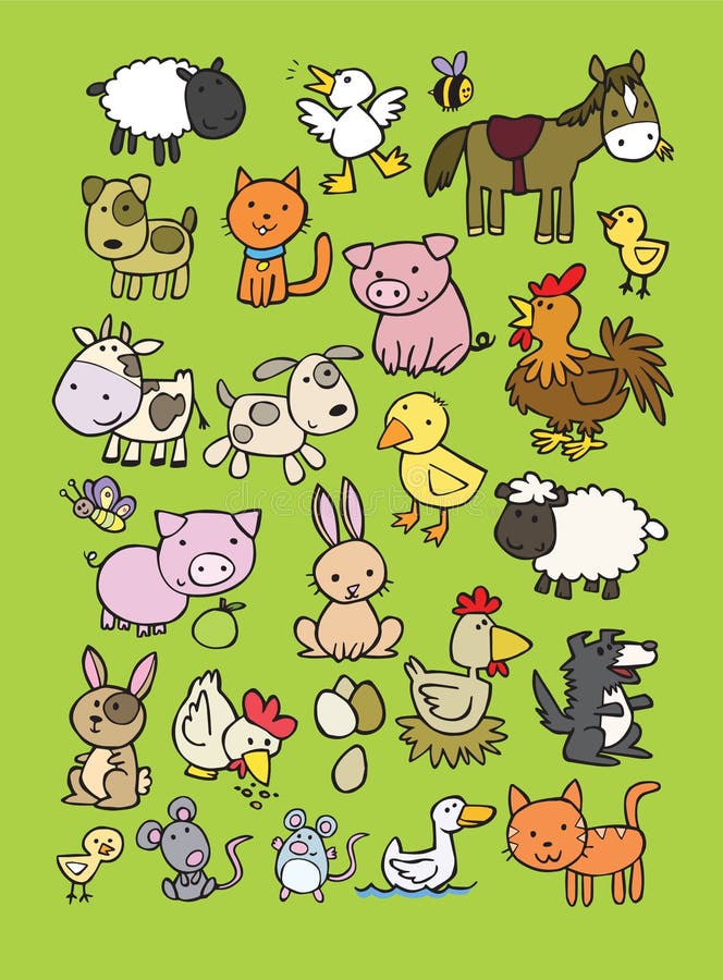 A huge collection of cute farm animal cartoons. A huge collection of cute farm animal cartoons.