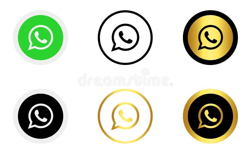 Colección De Iconos De Color Y De Whatsapp Dorado En Fondo Blanco
