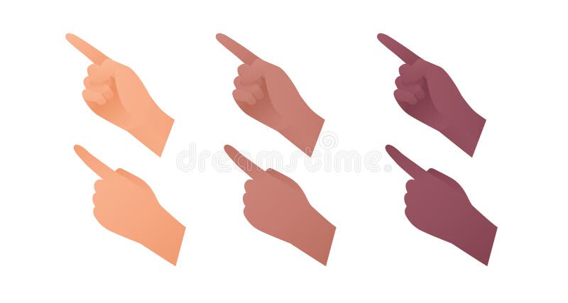 Colección de iconos de gestos de mano. conjunto de ilustraciones multirraciales planas vectoriales. caucásico afroamericano y étni