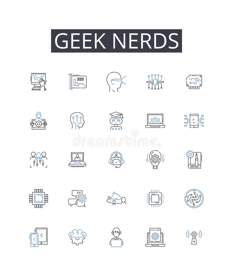 Colección de iconos de línea geek nerds. amistad unión camaradería lealtad compañia solidaria vector. Colección de iconos de esquema de geek nerds. amistad amistad amistad amistad amistad amistad amistad amistad amistad amistad amistad amistad amistad compañerismo amistad solidaridad
