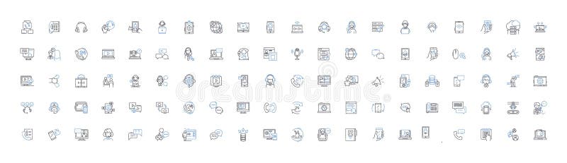 Colección de iconos de línea de tecnología de la información. codificación del ciberespacio bloqueo virtualización encriptación de libre illustration