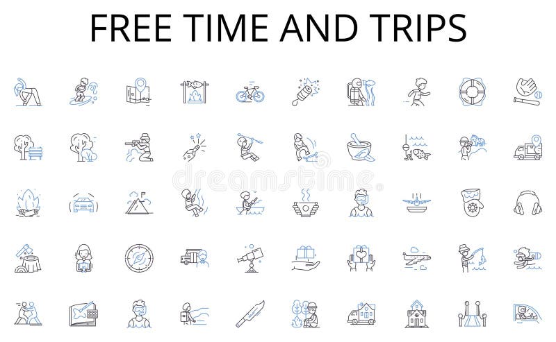 Colección de iconos de línea de tiempo libre y viajes. codificación del ciberespacio bloqueo virtualización encriptación de grande libre illustration