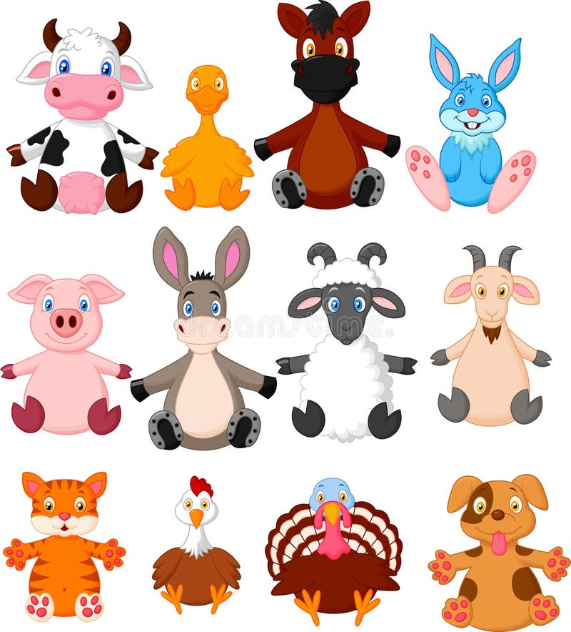 Illustration of Farm animal cartoon collection. Illustration of Farm animal cartoon collection