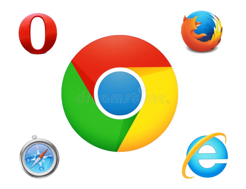 Colección de logotipos Google Chrome y otros navegadores stock de ilustración Colección de logotipos Google Chrome y otros navegadores stock de ilustración