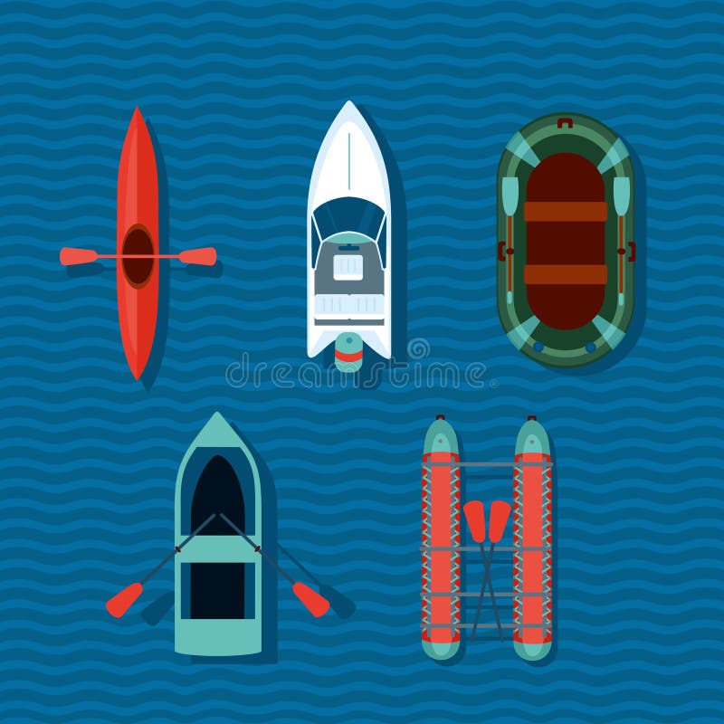 Colección de los barcos Vista superior de las naves del vector ilustración del vector Colección de los barcos Vista superior de las naves del vector ilustración del vector