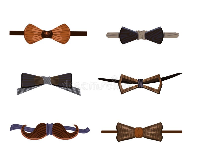 Colección de madera de las corbatas de lazo del inconformista de moda ilustración del vector