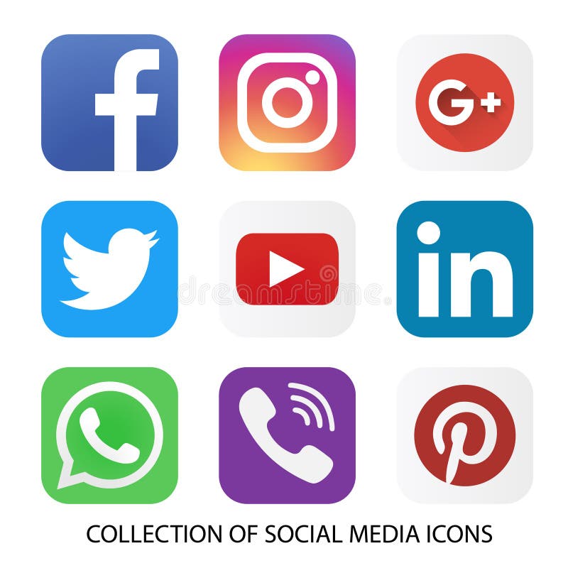 Colección de medios iconos y logotipos sociales
