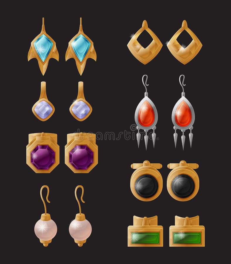 Colección de vector aislado pendientes costosos ilustración del vector Colección de vector aislado pendientes costosos ilustración del vector