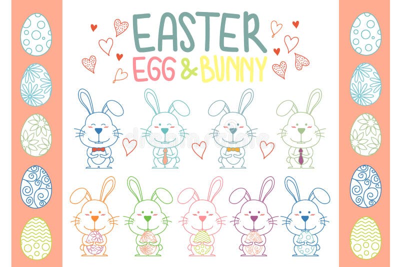 Colección de vector del conejito y del huevo de pascua libre illustration Colección de vector del conejito y del huevo de pascua libre illustration