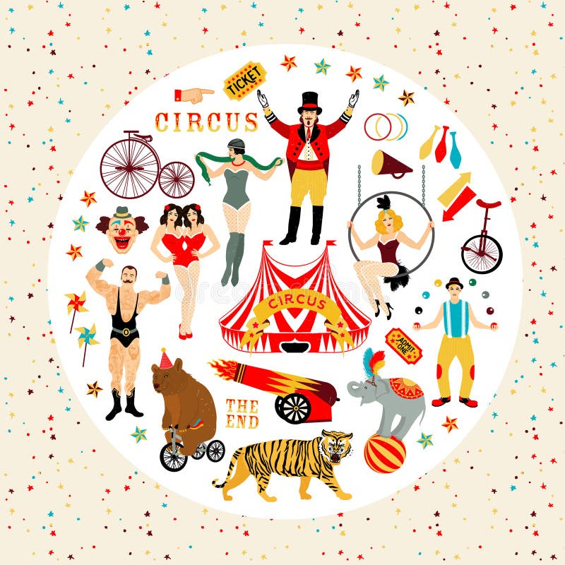 Colección del circo stock de ilustración Colección del circo stock de ilustración
