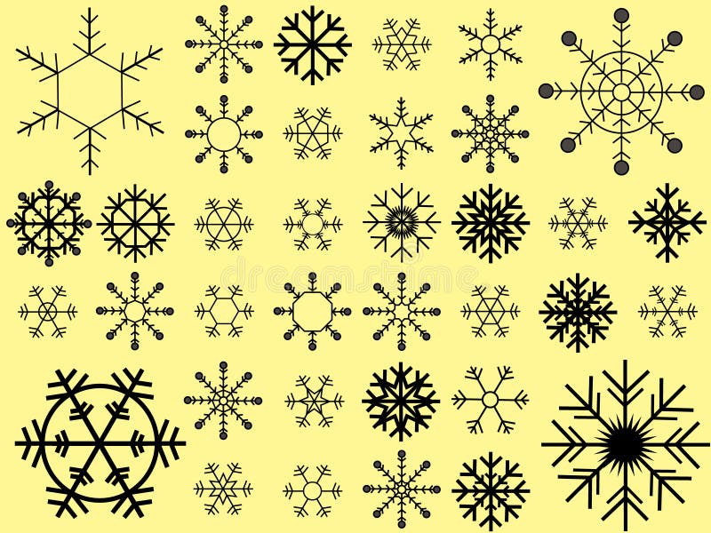 Colección del vector de los copos de nieve stock de ilustración Colección del vector de los copos de nieve stock de ilustración