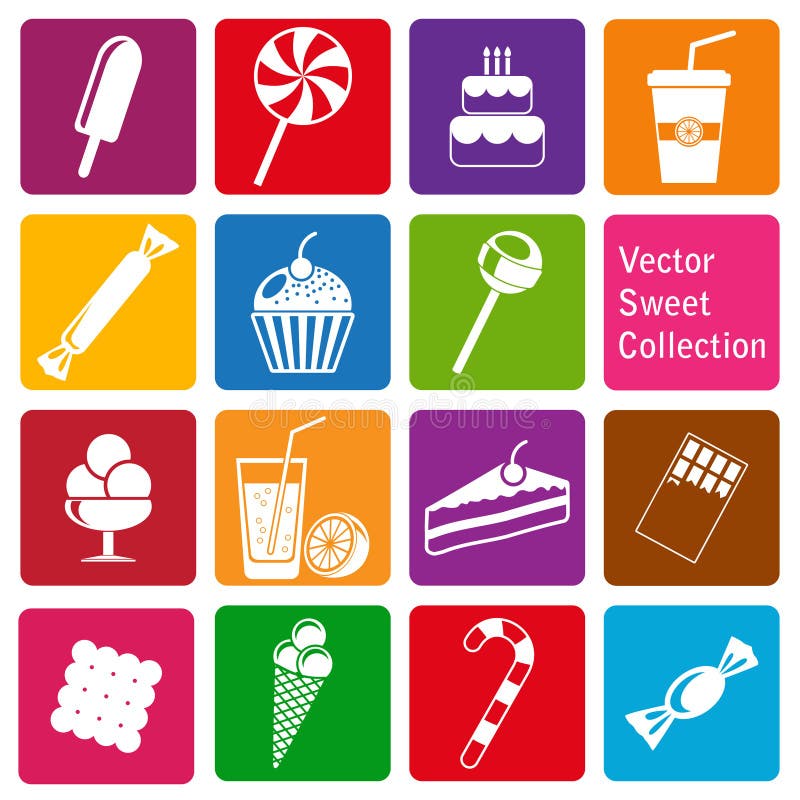 Colección del vector: iconos de los dulces ilustración del vector Colección del vector: iconos de los dulces ilustración del vector