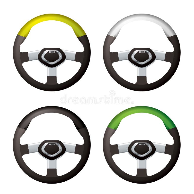 Collection of modern bling steering wheels with silver trim. Collection of modern bling steering wheels with silver trim
