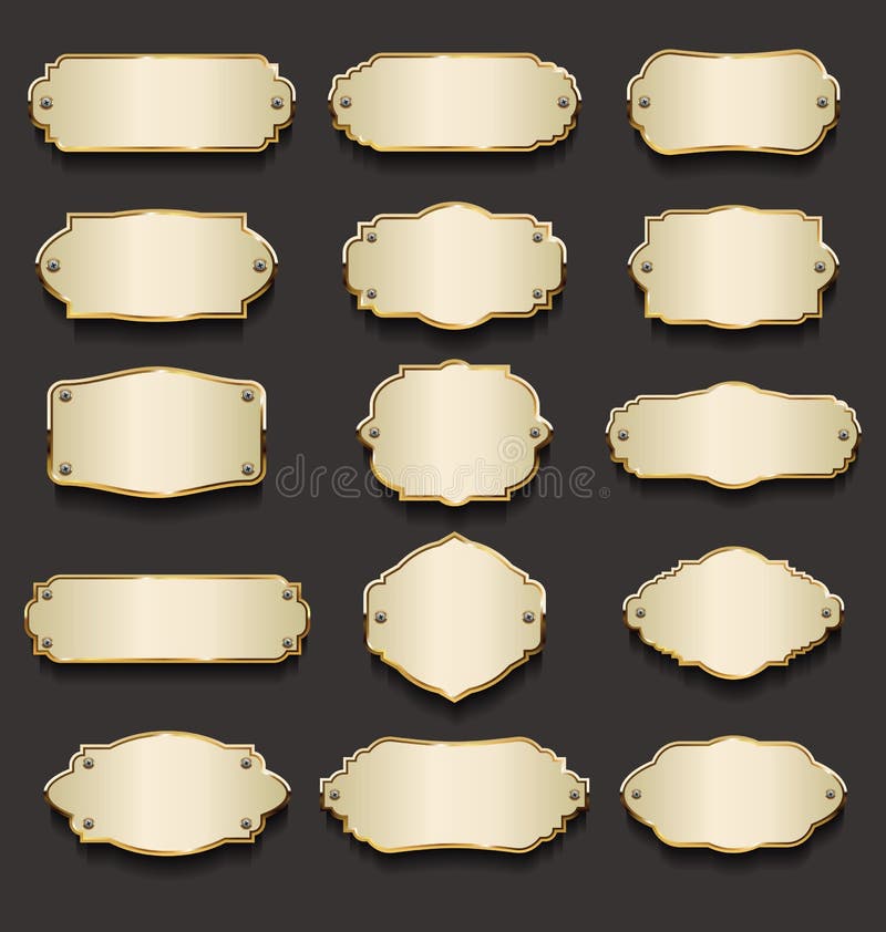 Placas Doradas. Placa Amarilla Metálica Cuadrado Brillante Dorado Y