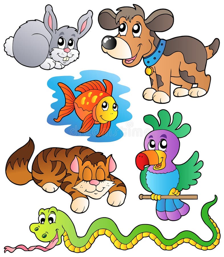 Colección feliz 1 de los animales domésticos stock de ilustración Colección feliz 1 de los animales domésticos stock de ilustración