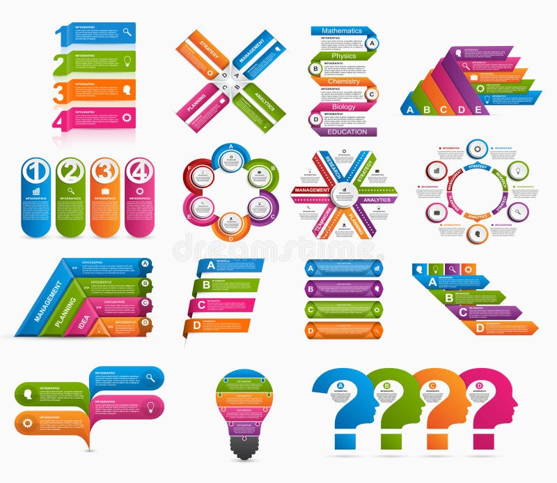 Colección grande de infographics colorido Elementos del diseño ilustración del vector Colección grande de infographics colorido Elementos del diseño ilustración del vector