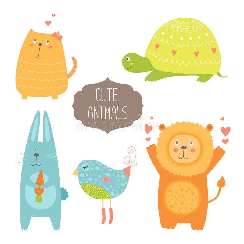 Colección linda de los animales libre illustration