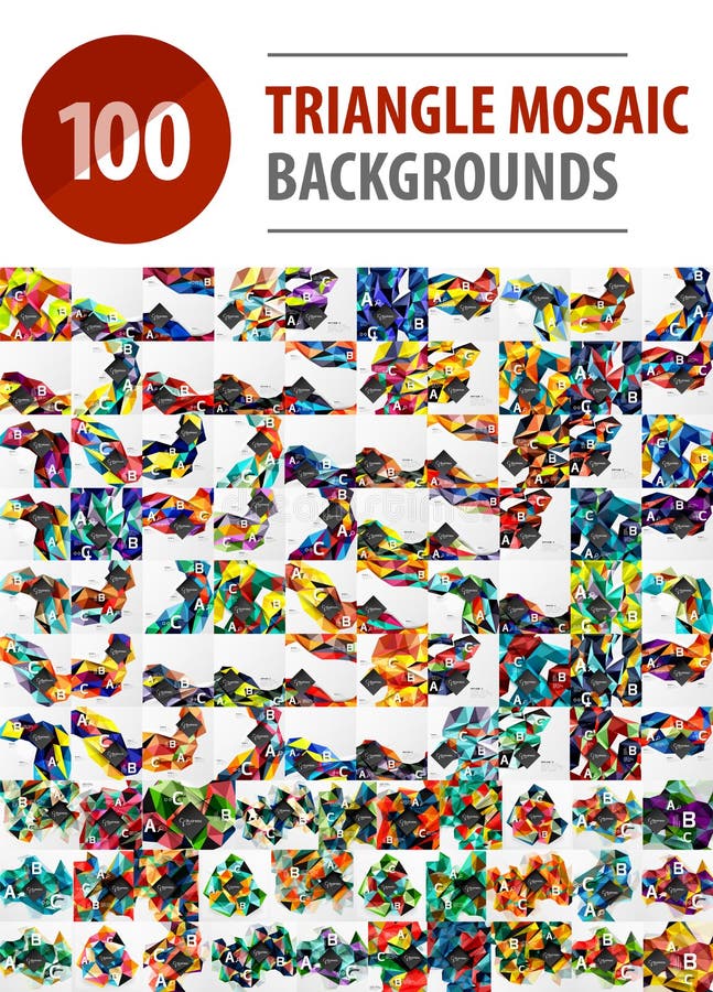 Colección mega de 100 fondos poligonales del extracto del mosaico del triángulo libre illustration Colección mega de 100 fondos poligonales del extracto del mosaico del triángulo libre illustration