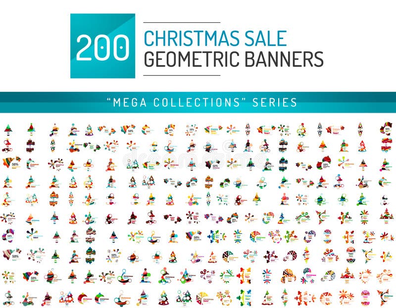 Colección mega de plantillas de la bandera de la venta de la Navidad ilustración del vector Colección mega de plantillas de la bandera de la venta de la Navidad ilustración del vector