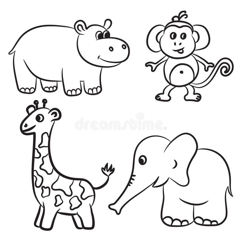 Colección resumida linda de los animales del parque zoológico ilustración del vector Colección resumida linda de los animales del parque zoológico ilustración del vector