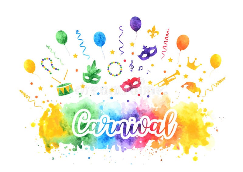 Colección tradicional de los símbolos del carnaval de Mardi Gras, máscaras del carnaval, decoraciones del partido El chapoteo de stock de ilustración Colección tradicional de los símbolos del carnaval de Mardi Gras, máscaras del carnaval, decoraciones del partido El chapoteo de stock de ilustración