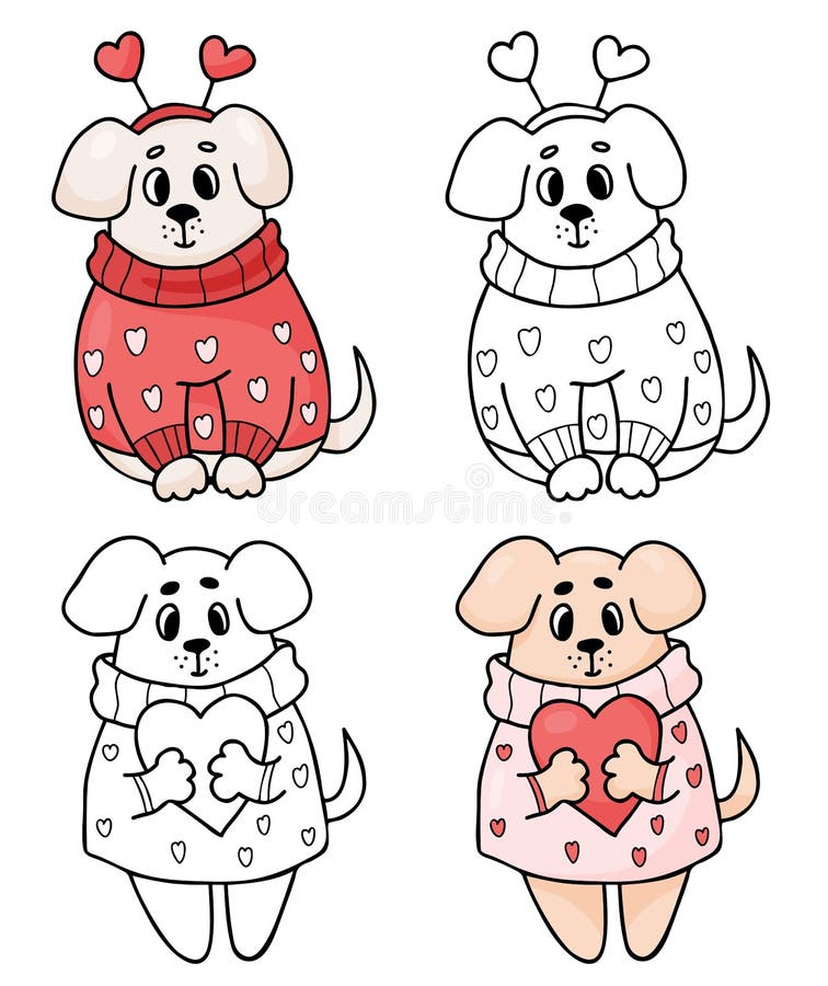 cão kawaii colorido em belo estilo em fundo branco. ilustração