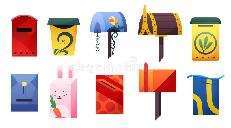 Colectarea cutiei poștale. casetă de corespondență vectorială desen animat. poșta sau cutia poștală a corespondenței americane sau royalty free illustration