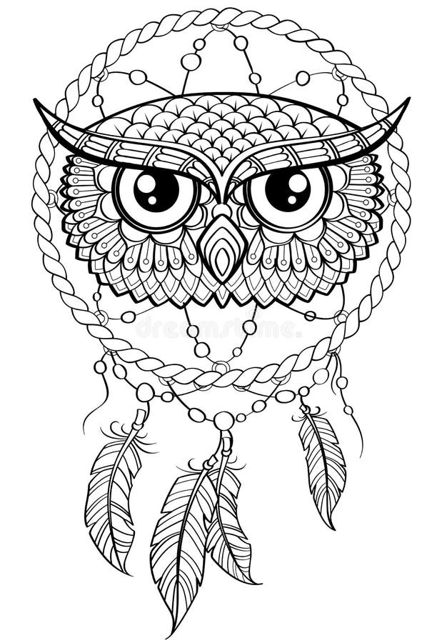 Colector ideal con el búho Tatuaje o página antiesfuerza adulta del colorante Garabato dibujado mano blanco y negro para el libro stock de ilustración Colector ideal con el búho Tatuaje o página antiesfuerza adulta del colorante Garabato dibujado mano blanco y negro para el libro stock de ilustración