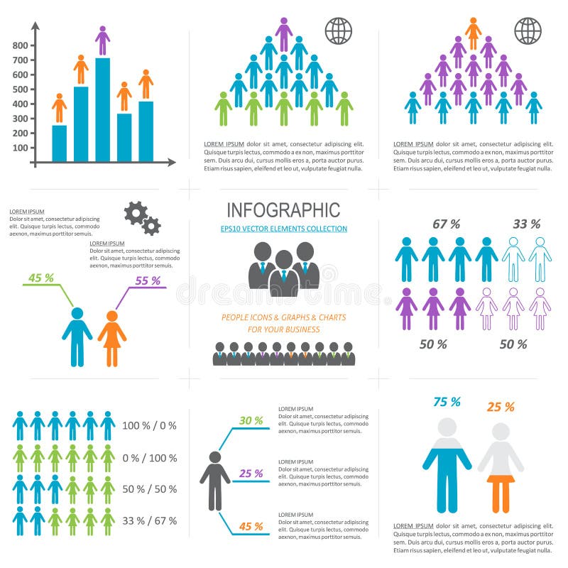 Colecție de pictograme pentru persoane infografice royalty free illustration