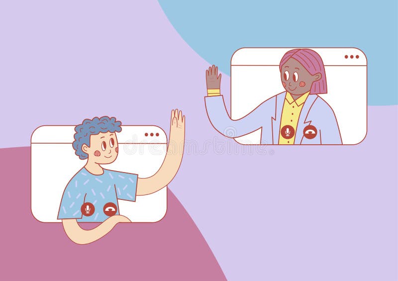 Colegii comunică prin apel video royalty free illustration