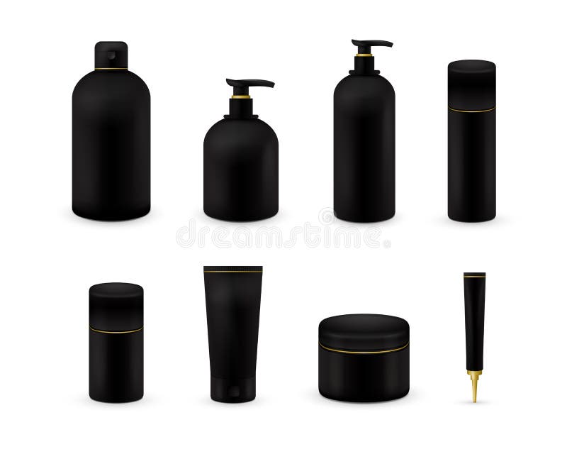 A coleção cosmética vazia do pacote ajustou-se no fundo branco Zombaria cosmética realística da garrafa configurada Champô e ilustração royalty free A coleção cosmética vazia do pacote ajustou-se no fundo branco Zombaria cosmética realística da garrafa configurada Champô e ilustração royalty free