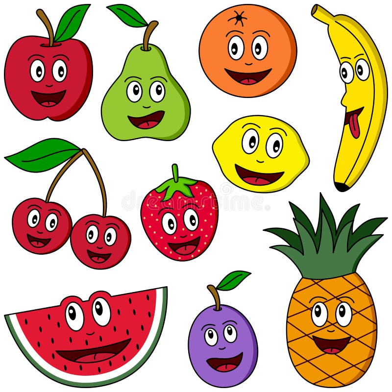 Coleção da fruta dos desenhos animados