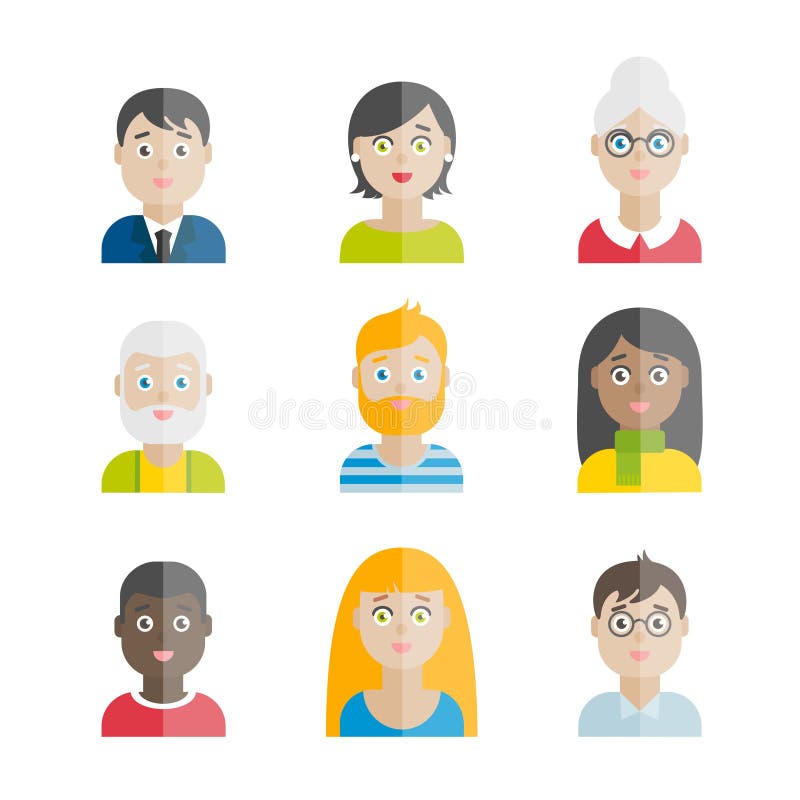 Coleção de avatars lisos dos povos do vetor colorido ilustração do vetor Coleção de avatars lisos dos povos do vetor colorido ilustração do vetor