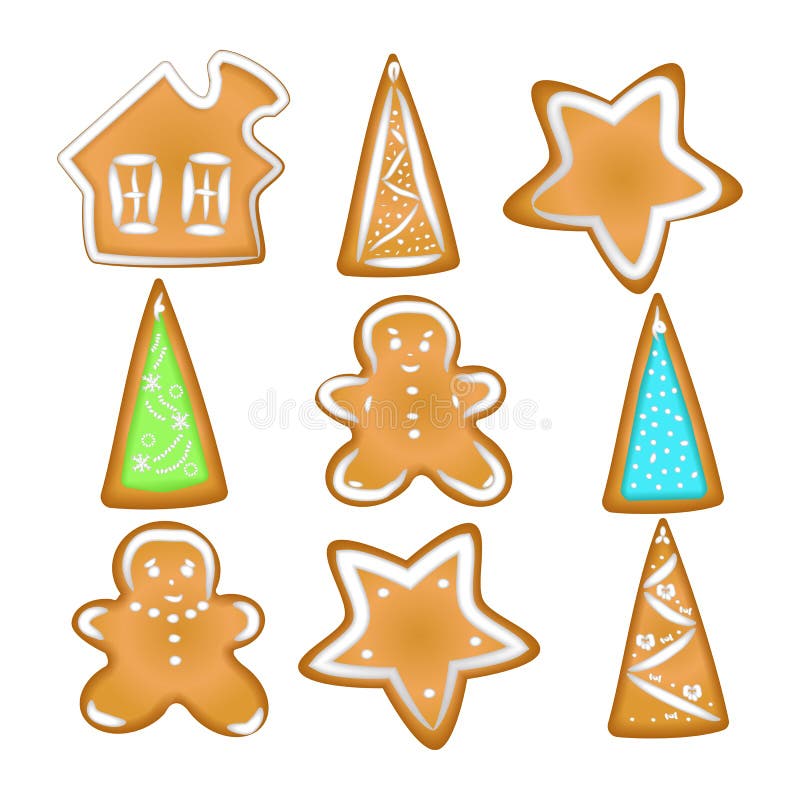 Coleção de bolinhos do Natal Pão-de-espécie caseiro com especiaria ilustração do vetor Coleção de bolinhos do Natal Pão-de-espécie caseiro com especiaria ilustração do vetor