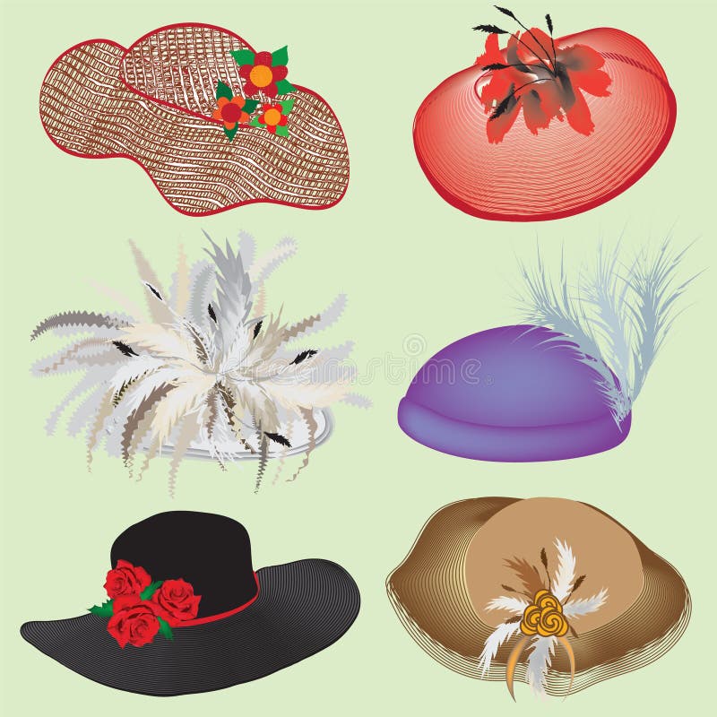 Coleção de chapéus à moda para a mulher ilustração stock Coleção de chapéus à moda para a mulher ilustração stock