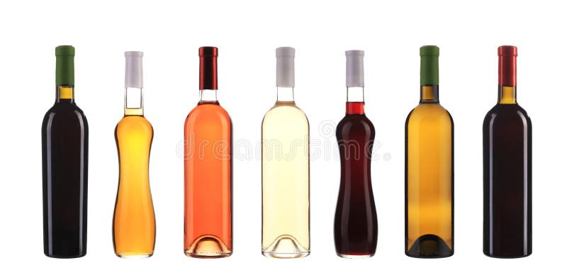 Coleção de garrafas de vinho na fileira. fotografia de stock Coleção de garrafas de vinho na fileira. fotografia de stock