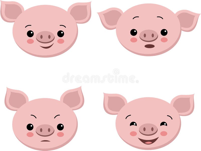 Coleção de porcos bonitos no estilo dos desenhos animados Porco isolado grupo da emoção do vetor ilustração royalty free Coleção de porcos bonitos no estilo dos desenhos animados Porco isolado grupo da emoção do vetor ilustração royalty free