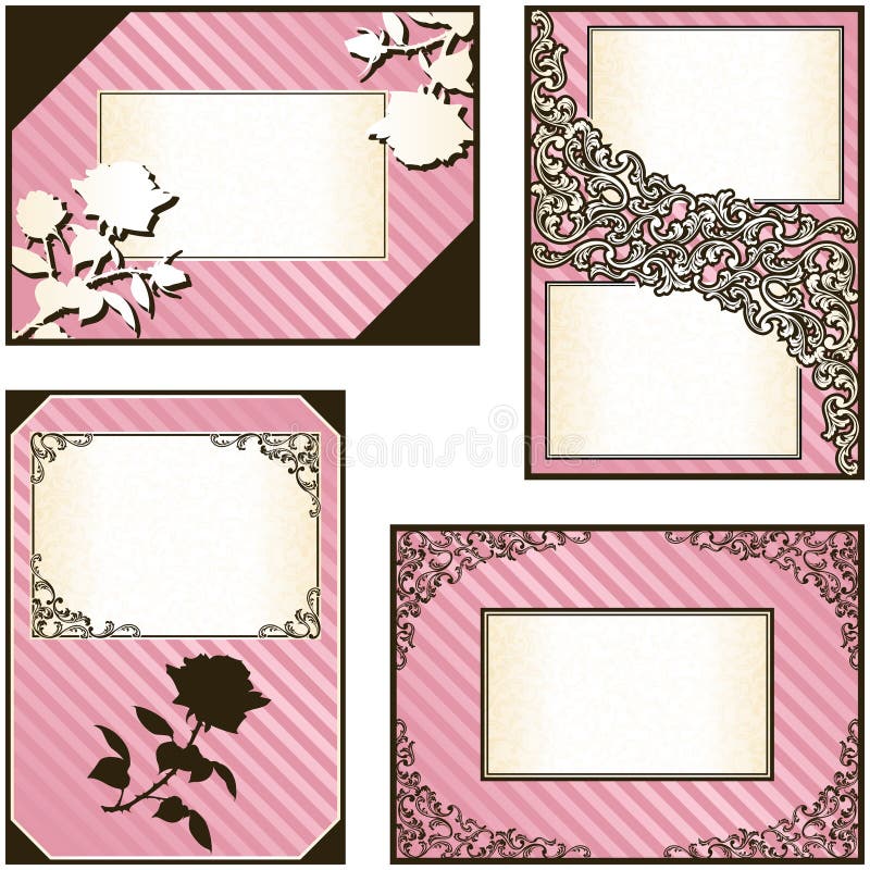 Coleção de quatro etiquetas elegantes da cor-de-rosa ilustração royalty free