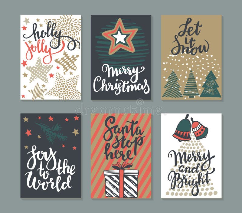 Coleção de seis cartões do Natal ilustração do vetor Coleção de seis cartões do Natal ilustração do vetor