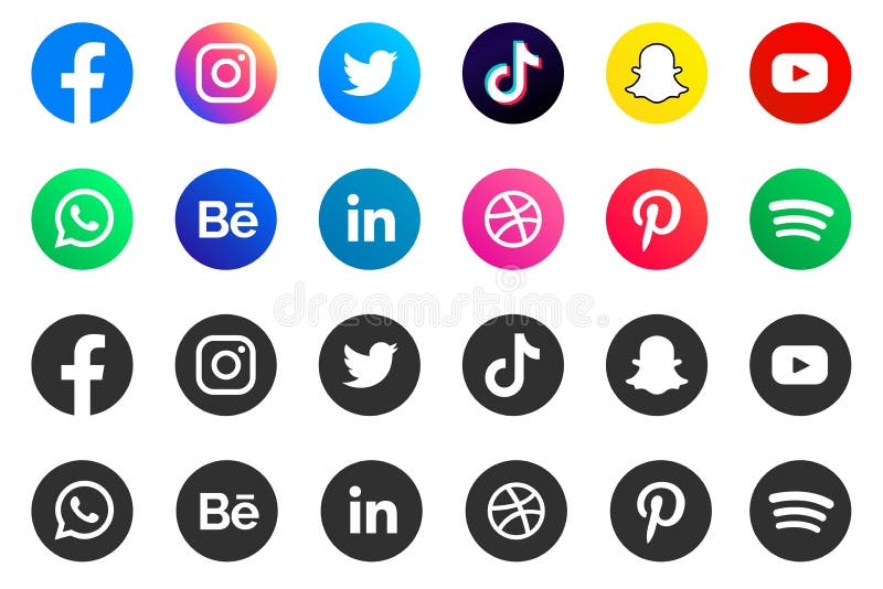 Coleção de ícones e logotipos das mídias sociais