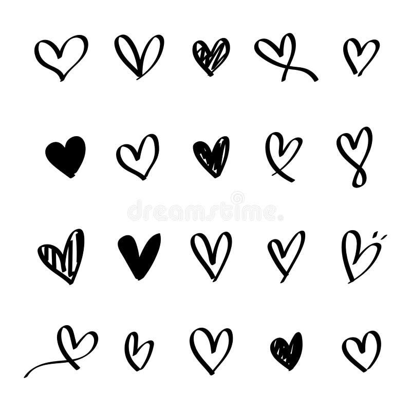 A coleção de ícones ilustrados do coração, esboço do coração, vetor do coração, coração dá forma