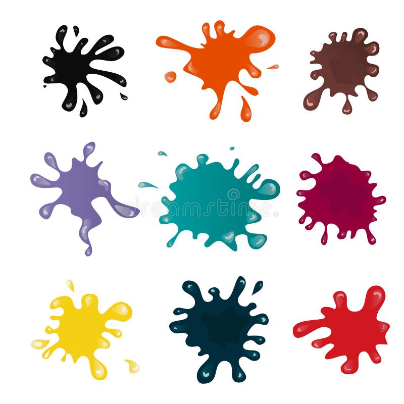 Coleção diferente do respingo colorido da pintura Grupo do vetor de cursos da escova No fundo branco ilustração do vetor Coleção diferente do respingo colorido da pintura Grupo do vetor de cursos da escova No fundo branco ilustração do vetor