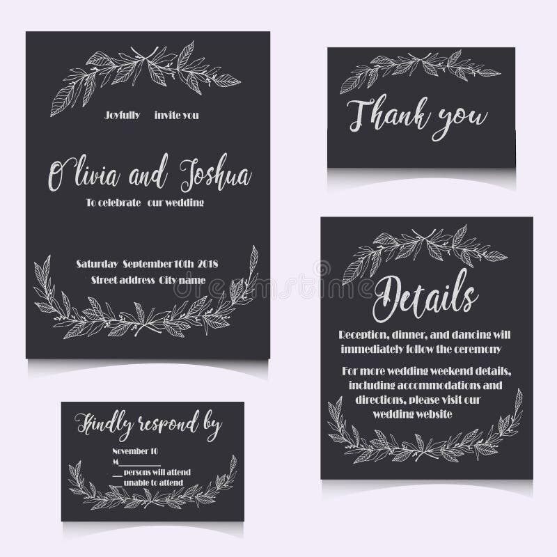 Coleção de casamento vetorial. Modelos para convites ilustração stock
