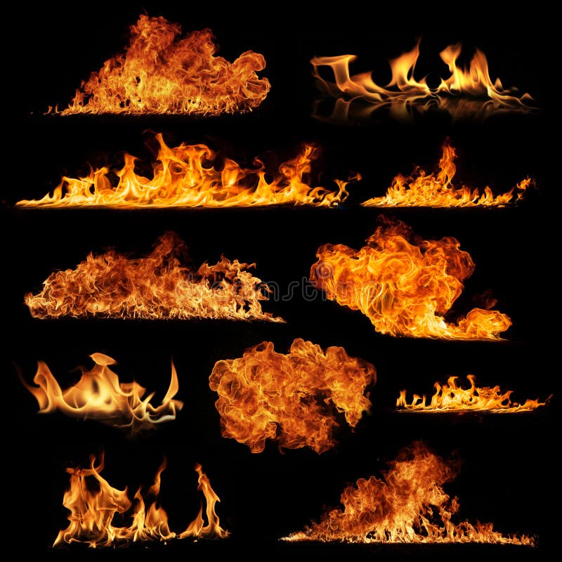 High resolution fire collection isolated ob black background. High resolution fire collection isolated ob black background
