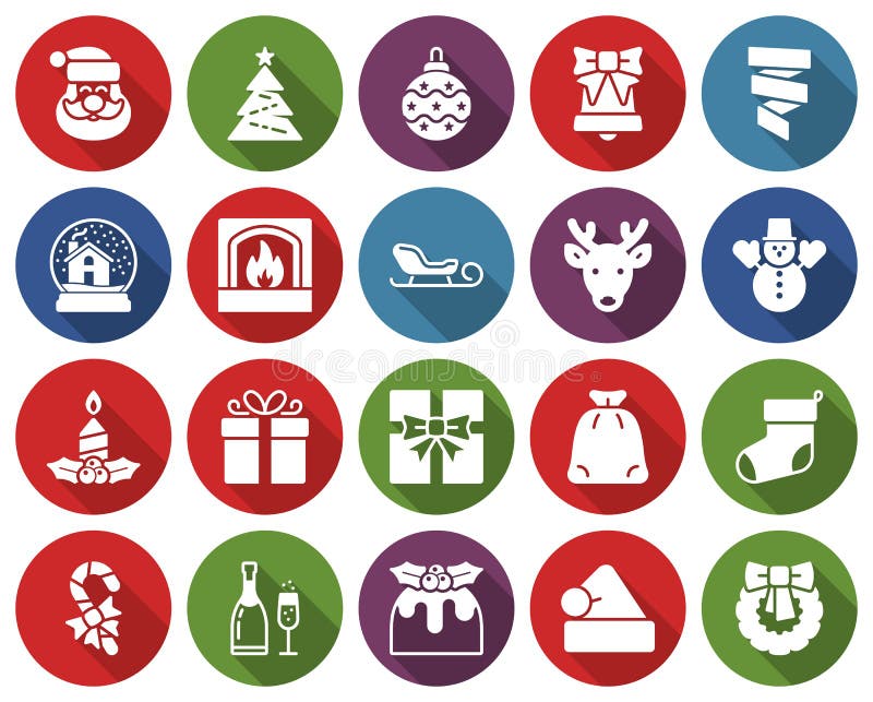 Coleção do Natal de ícones redondos ilustração stock Coleção do Natal de ícones redondos ilustração stock
